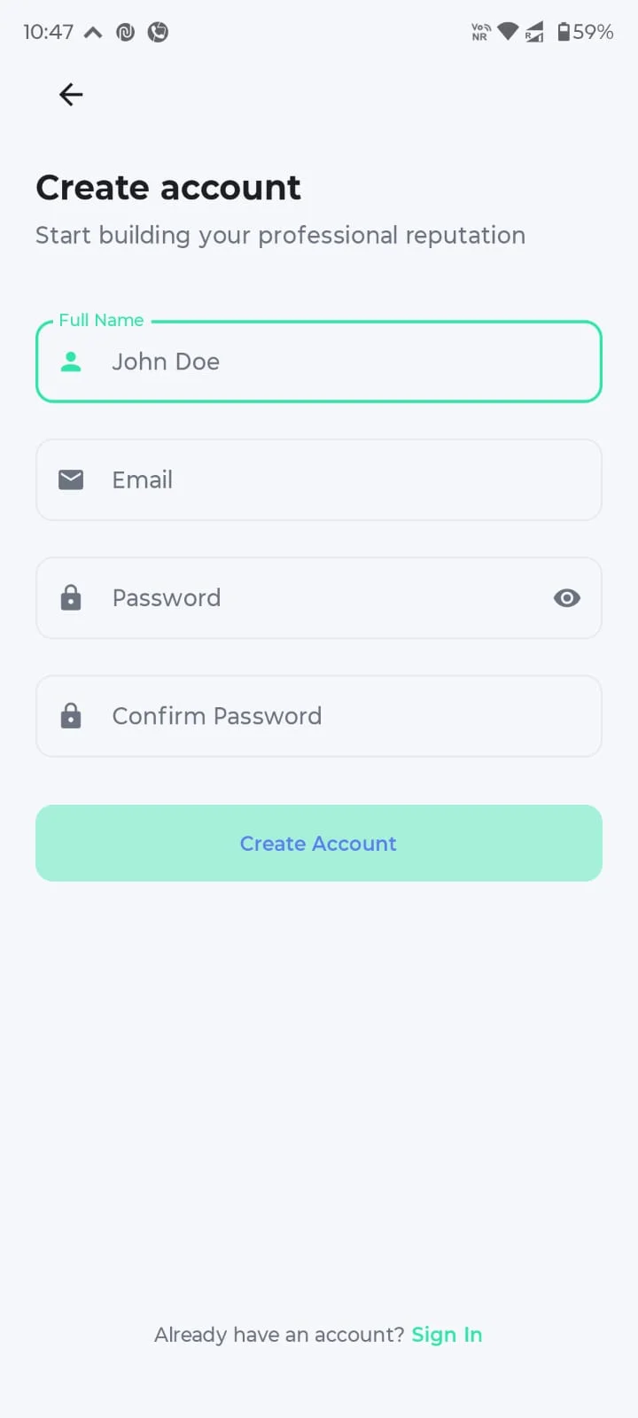 Create Account